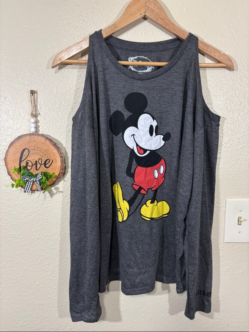 Disney Mickey Mouse Cold Shoulder Top Size L